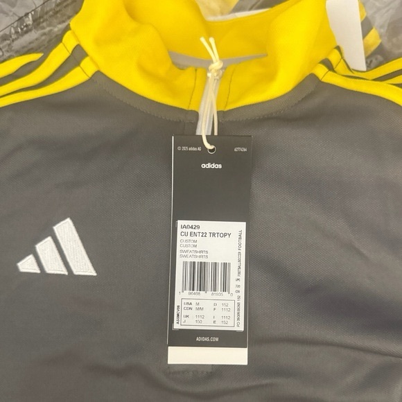 Adidas • Condivo 22 Training Pullover • Boys Medium • Grey/Yellow • JI6501 - Picture 2 of 4